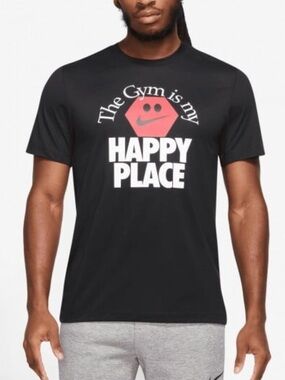 Nike Men's Black T-Shirt with White and Red Graphic